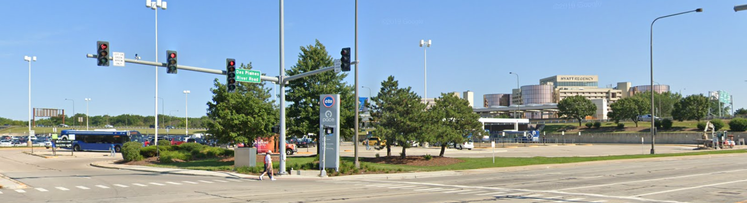 Image of the entrance to the Rosemont Transit Center