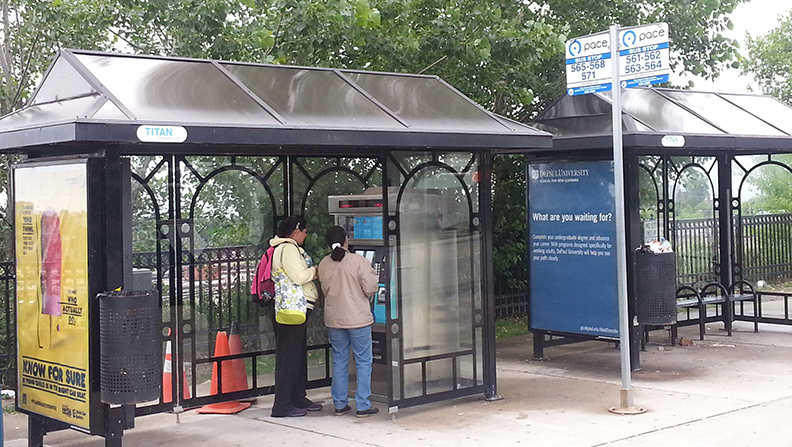 Image of Pace bus shelters in Waukegan