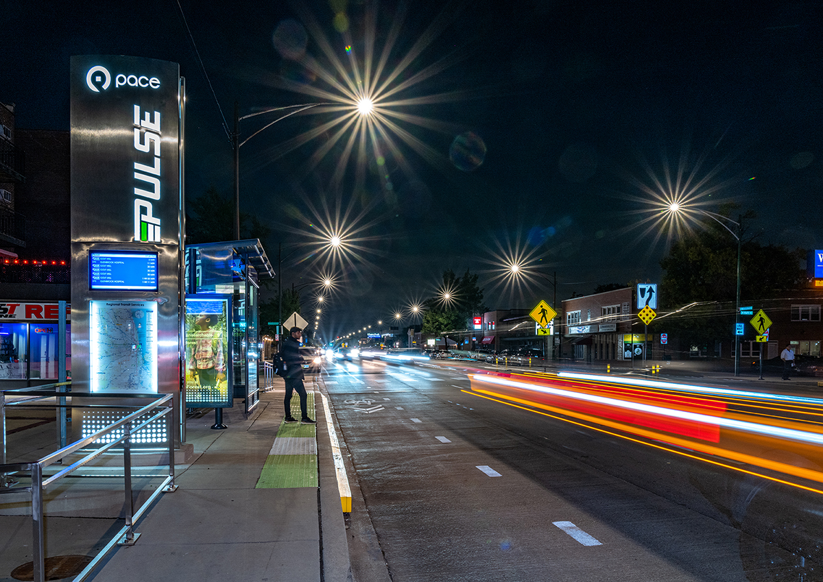 Image of a Pulse station at night