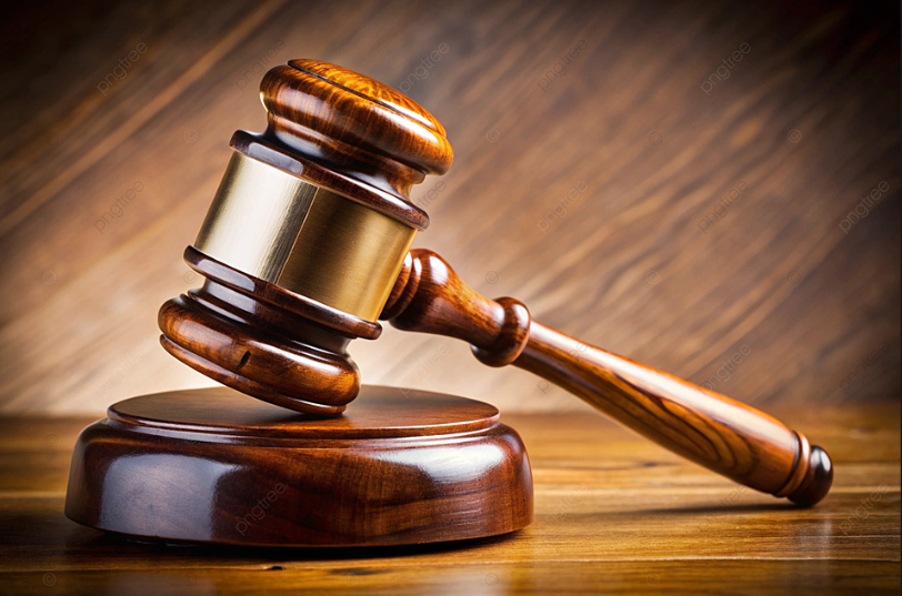 wooden gavel resting on table