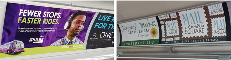 Image of ads inside the bus