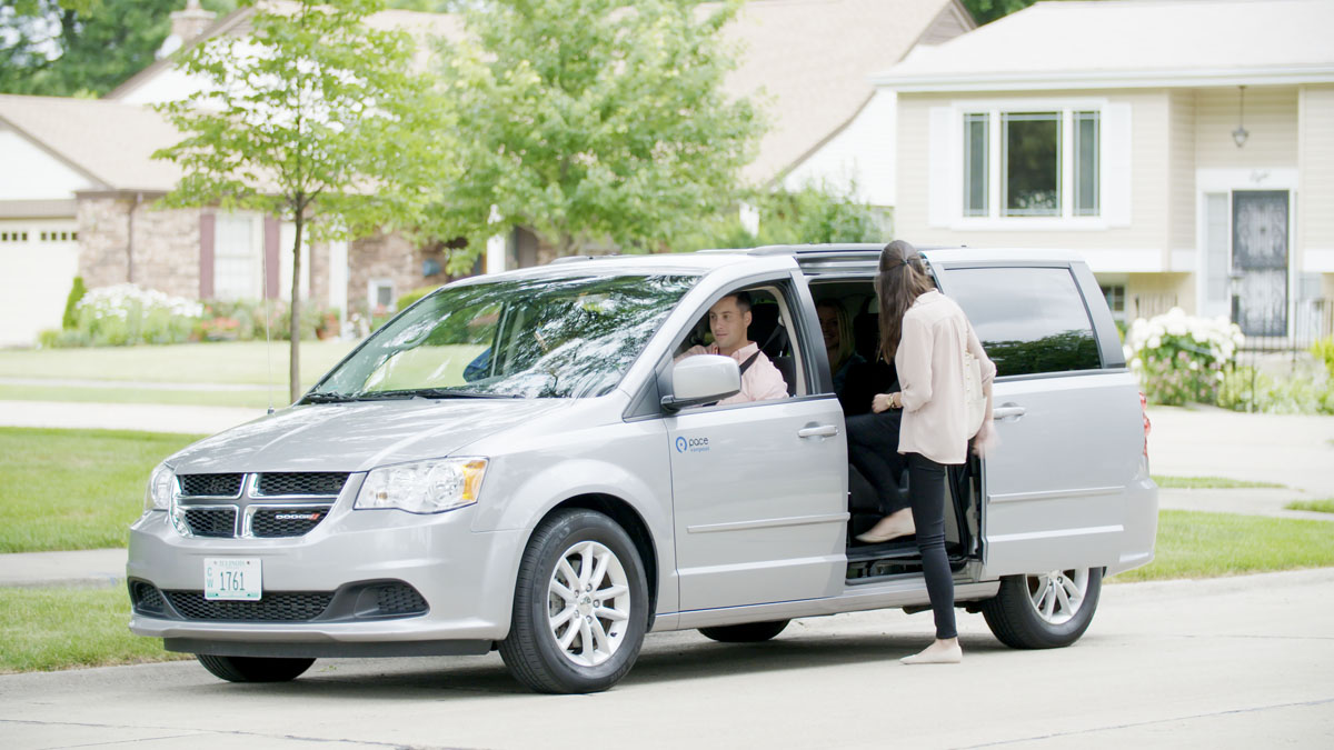 Image of a Vanpool picking up passenger
