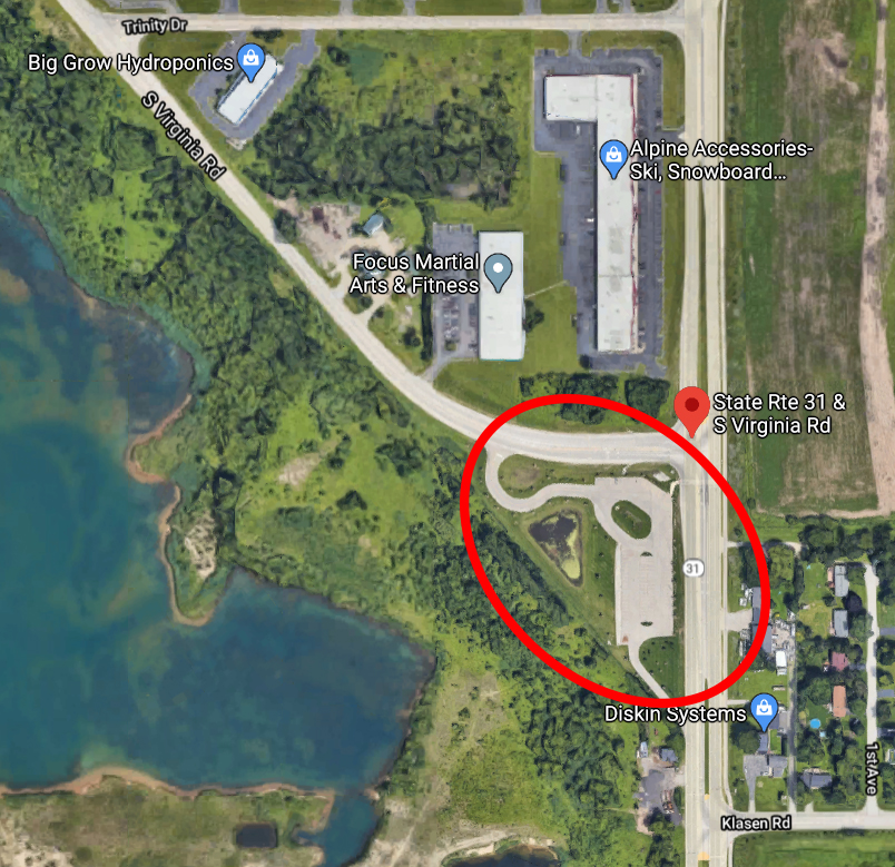 Overhead Image of the McHenry DOT Park-n-Ride lot.
