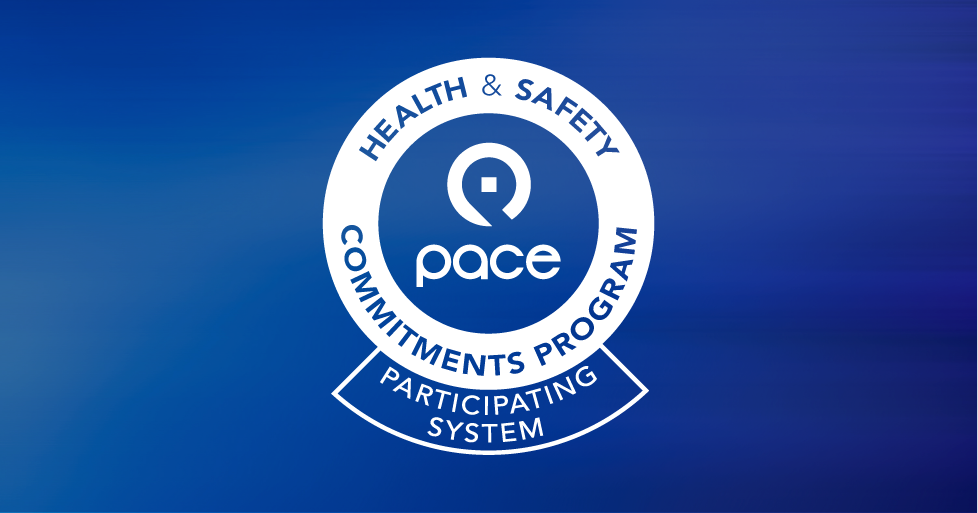 Logo that  reads Pace Health & Safety Commitments Program Participating System logo