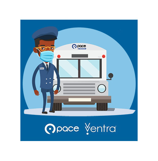 Image of a Cartoon ADA driver with Pace & Ventra logos