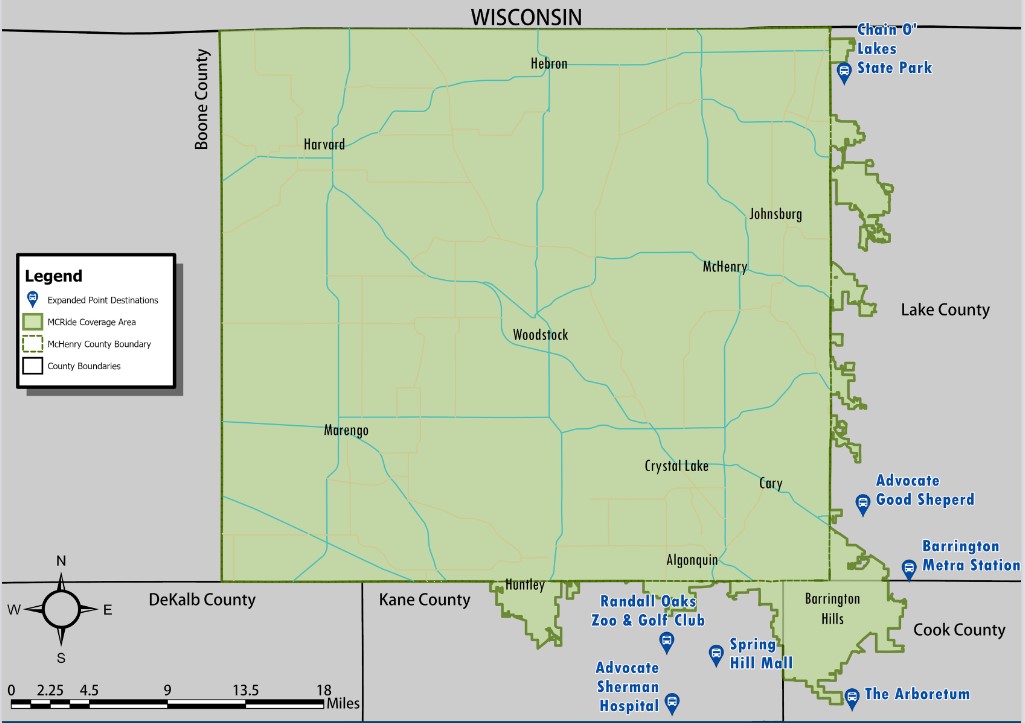 Image of the McRide Service Area Map