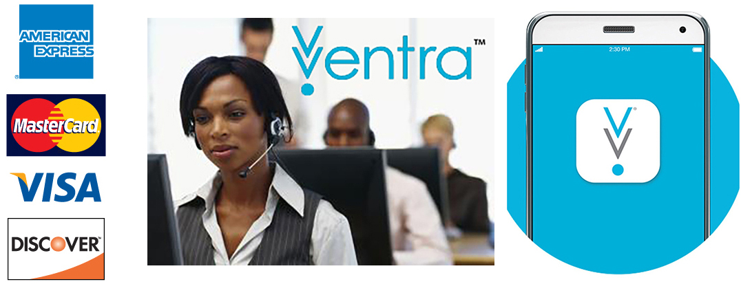 Image of Ventra Customer Service Representative, Credit Cards & App Logos