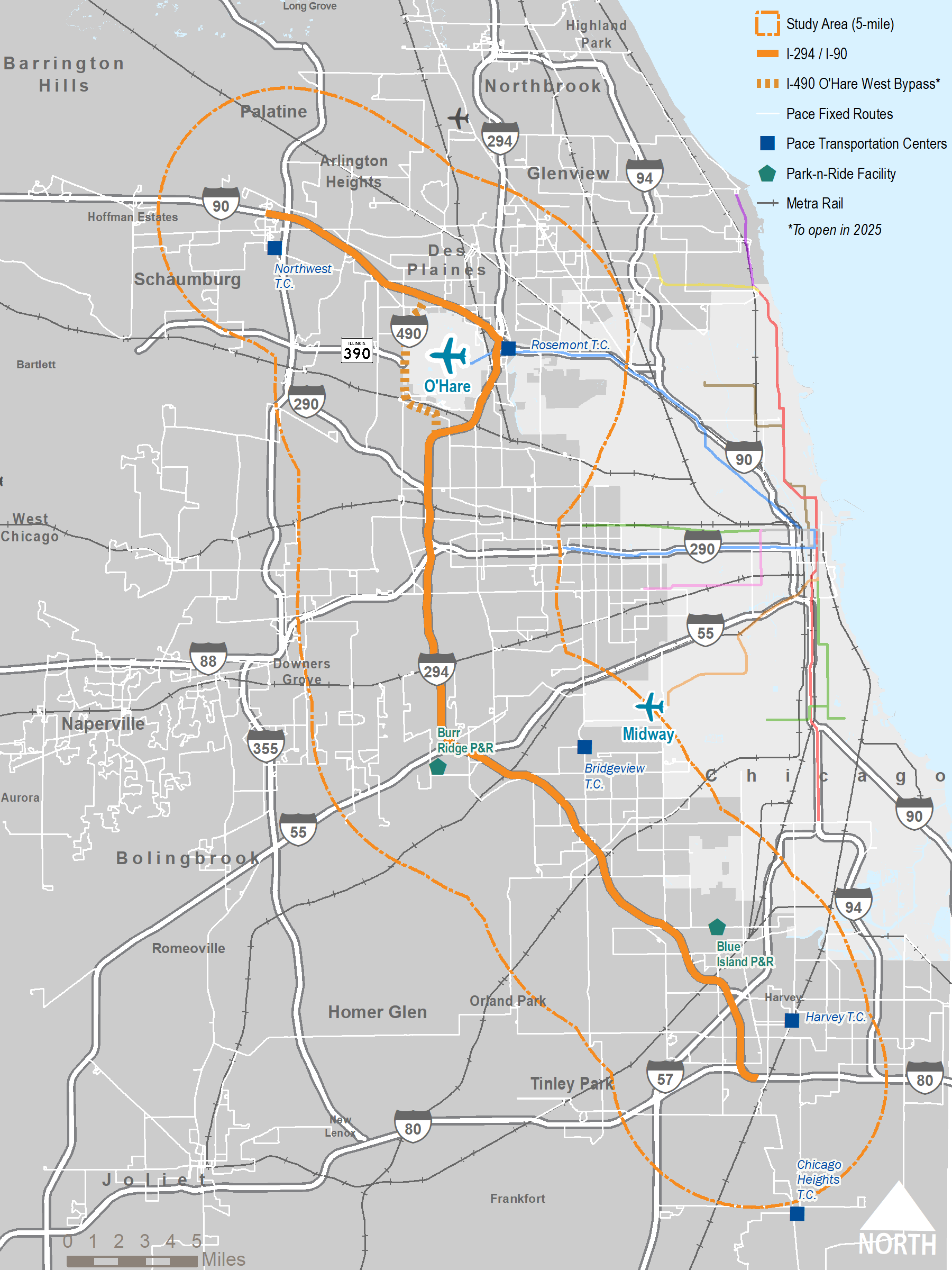 map of the I-294 Study Area