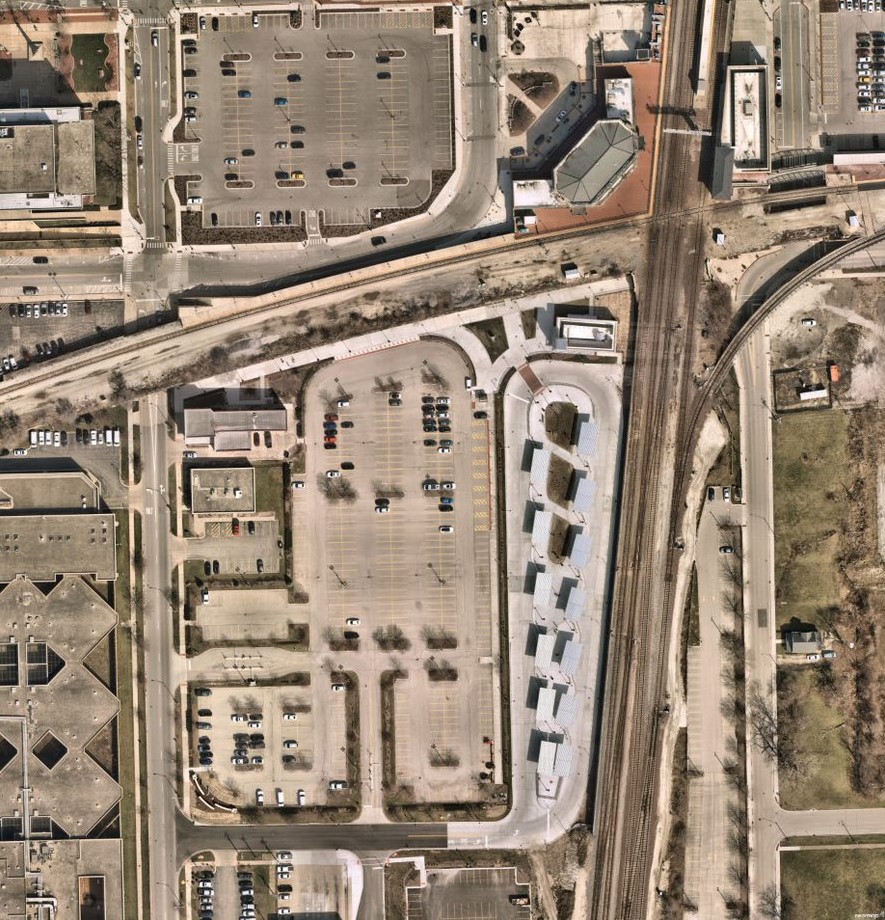 Aerial image of new Joliet Transit Center