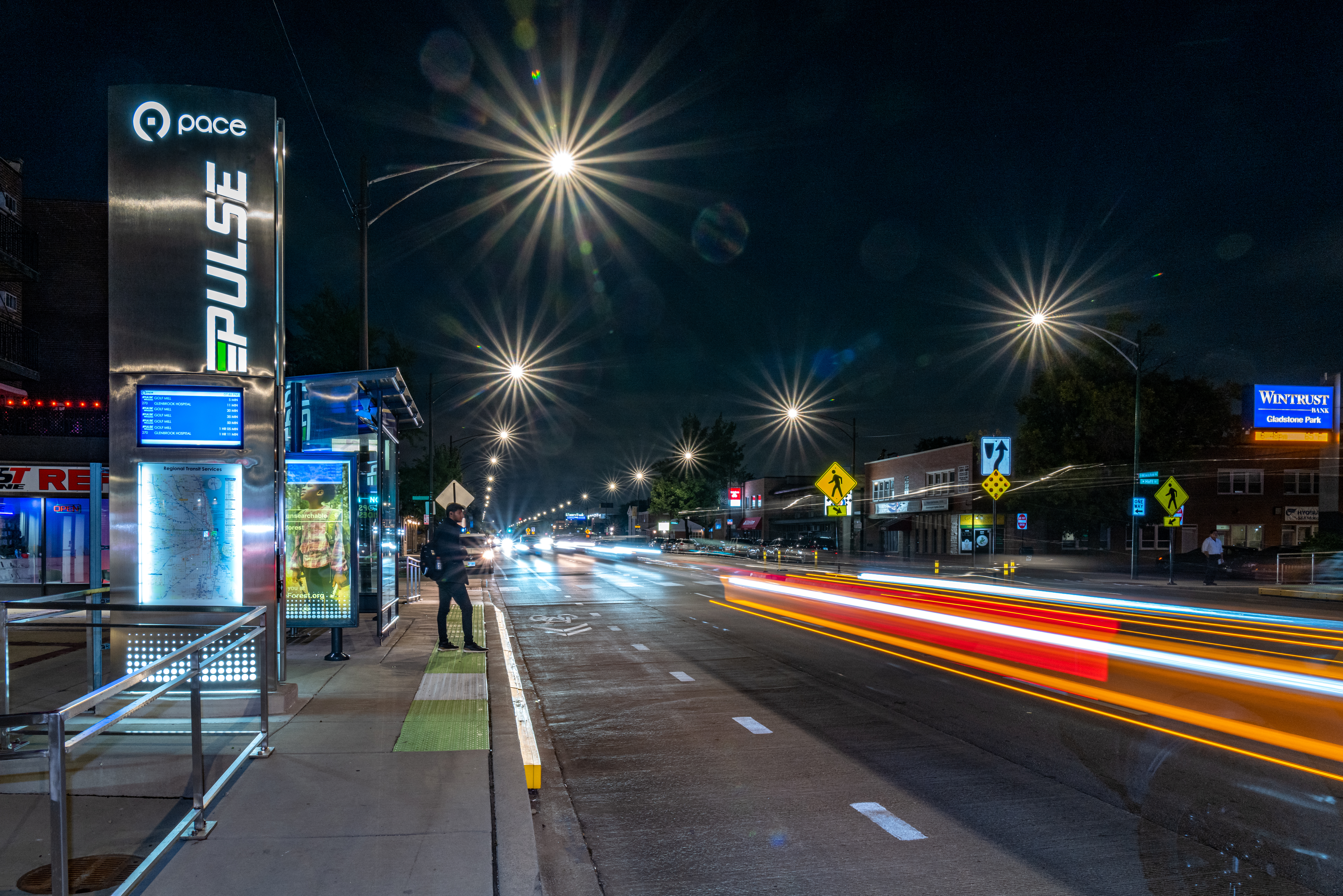 Image of a Pulse station at night