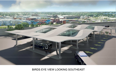 Artist rendering of the future Harvey Transportation Center