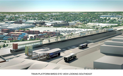 Artist rendering of the future Harvey Transportation Center