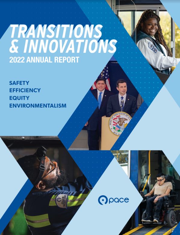cover artwork for 2022 annual report called Transitions & Innovations