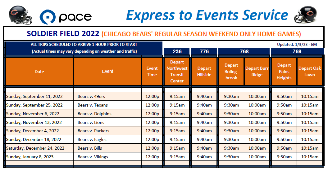 Image of Chicago Bears 2022 Schedule