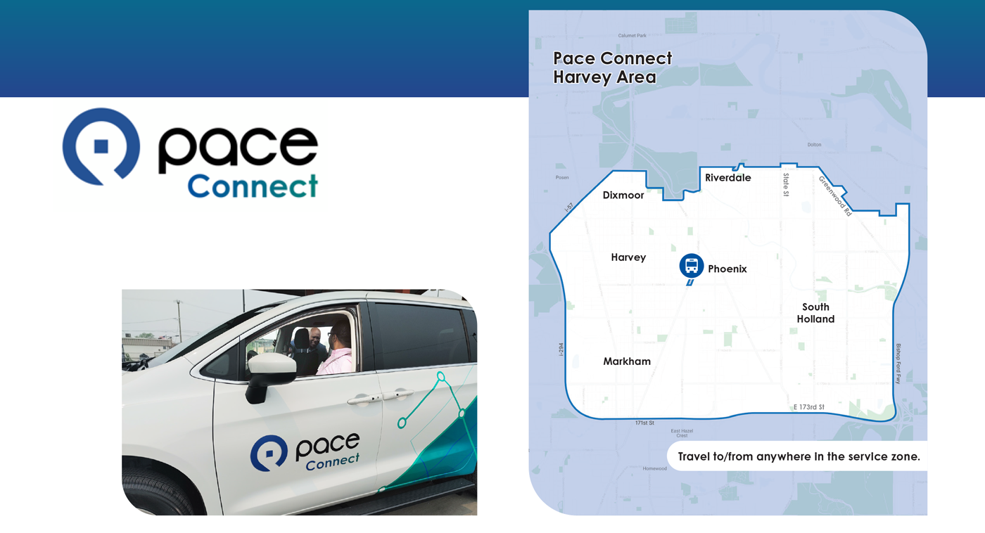 Image of Pace Connect service vehicle with map