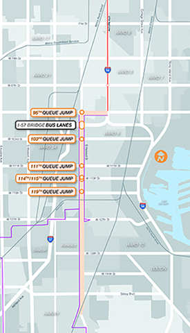 Image of the queue jump location map for Pulse Halsted line