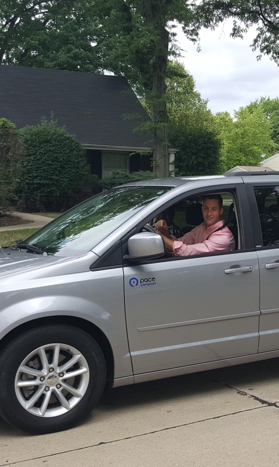 Vanpoolers Drive Together in a Pace Van.
