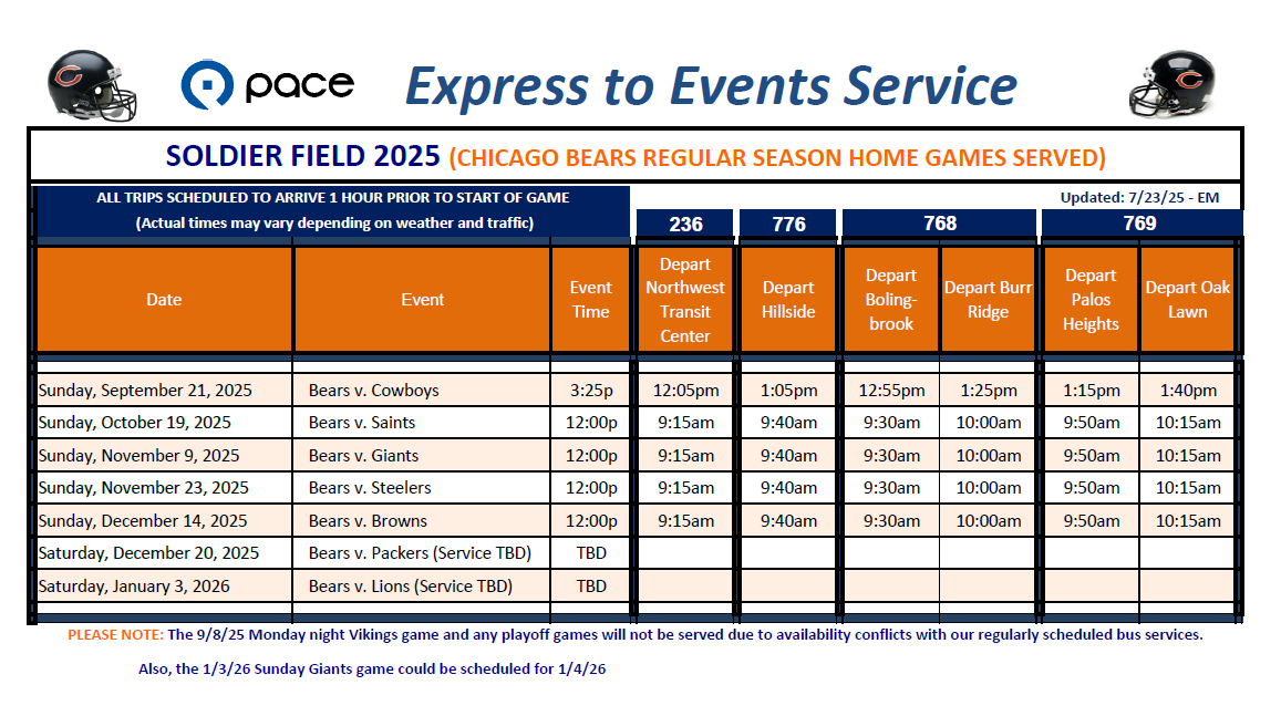 Image of Soldier Field Express Service for 2025
