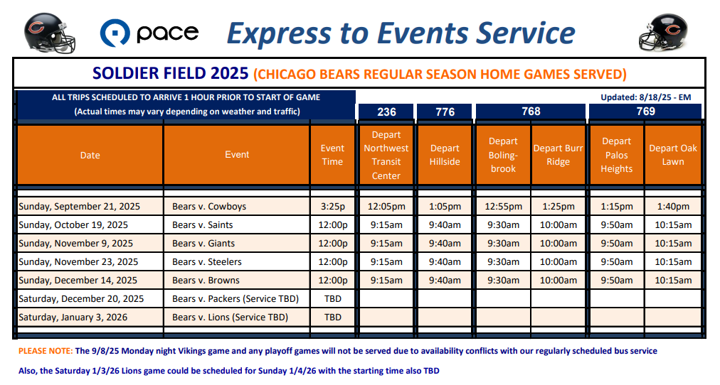 Image of Soldier Field Express Service for 2025