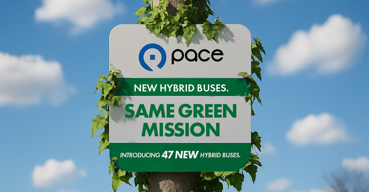 Image of a Hybrid bus ad promoting new buses