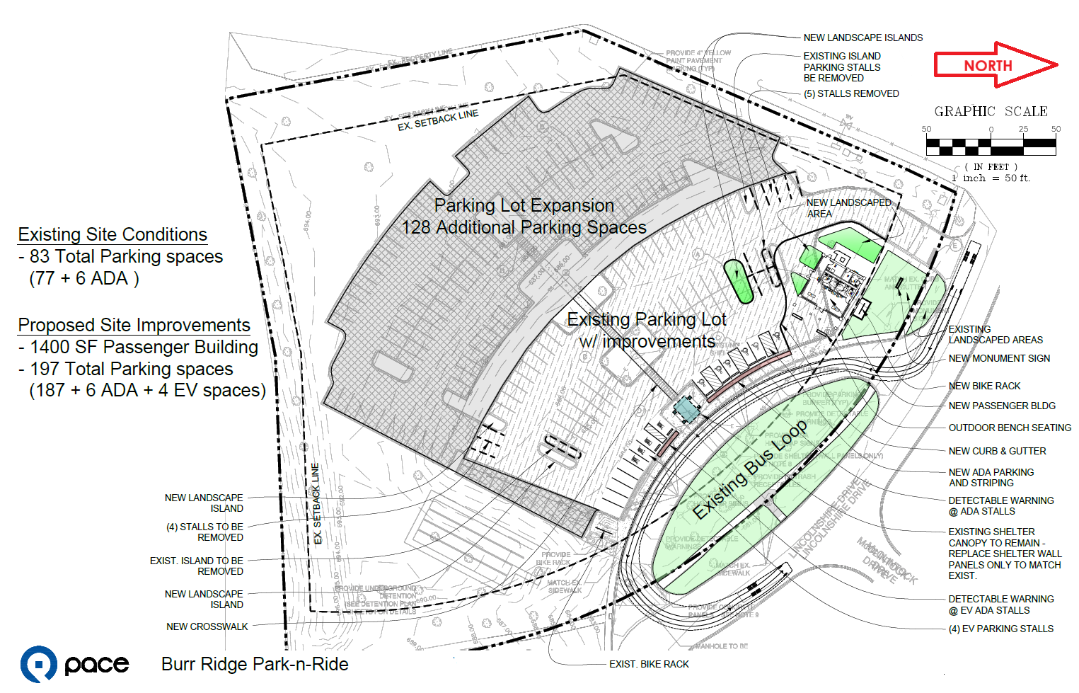 an engineering drawing of the future Burr Ridge Park and Ride