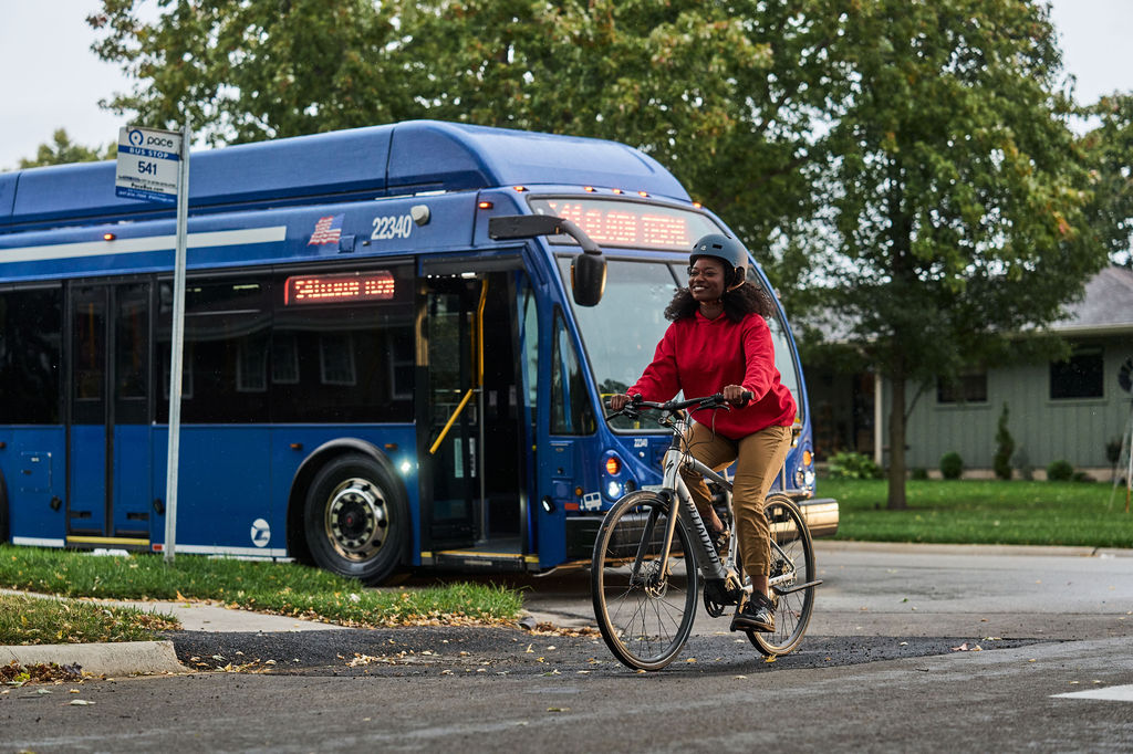Take your bike and ride Pace Bus. 