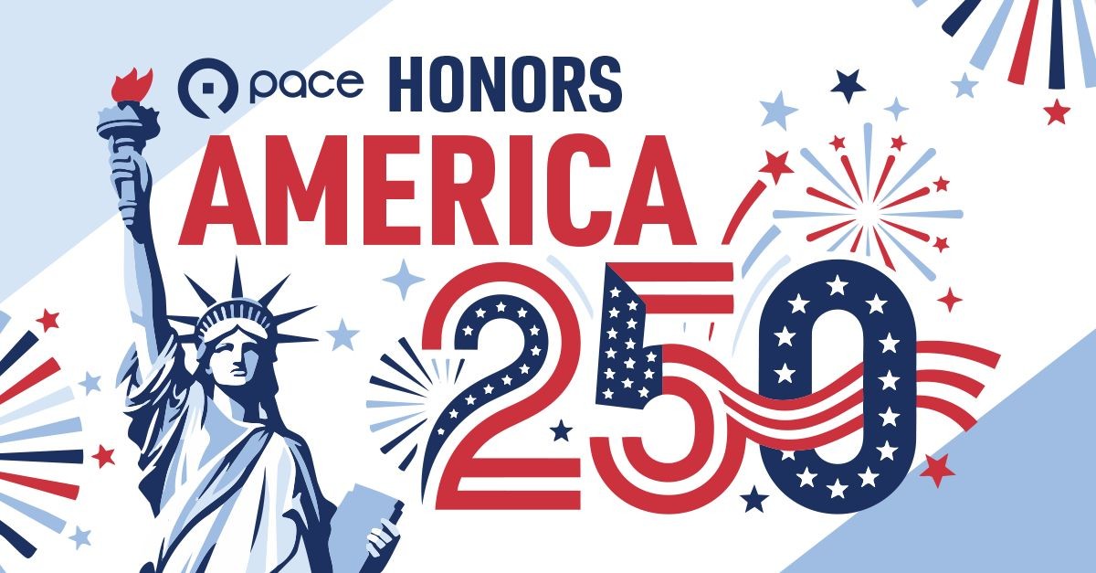 graphic with statue of liberty saying "pace honors america 250"
