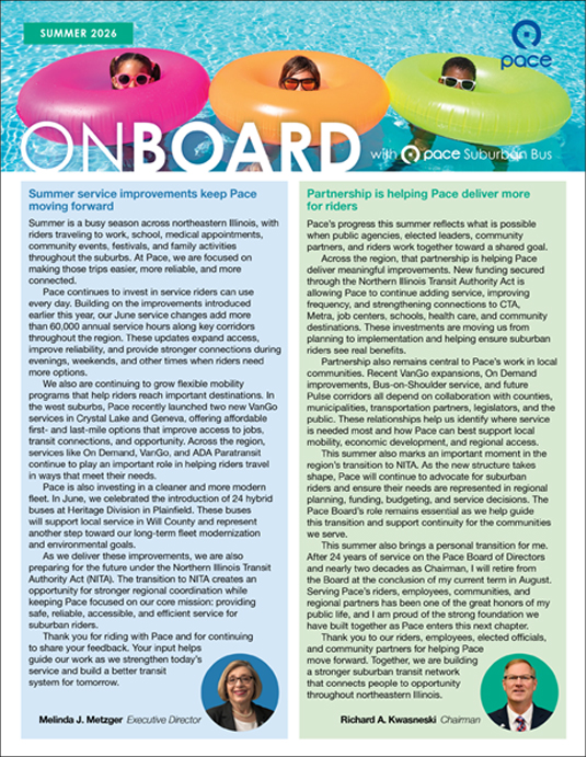 Small image of the cover of Pace's On Board newsletter summer 2026 issue