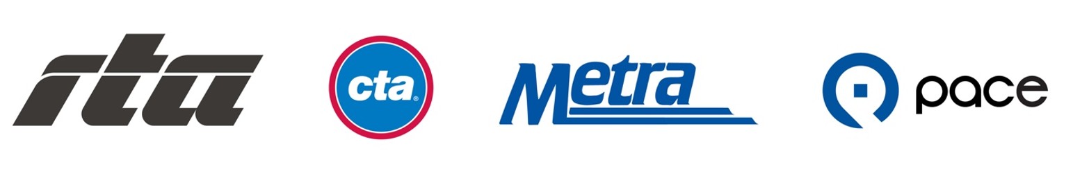 Four logos - RTA, CTA, Metra, and Pace