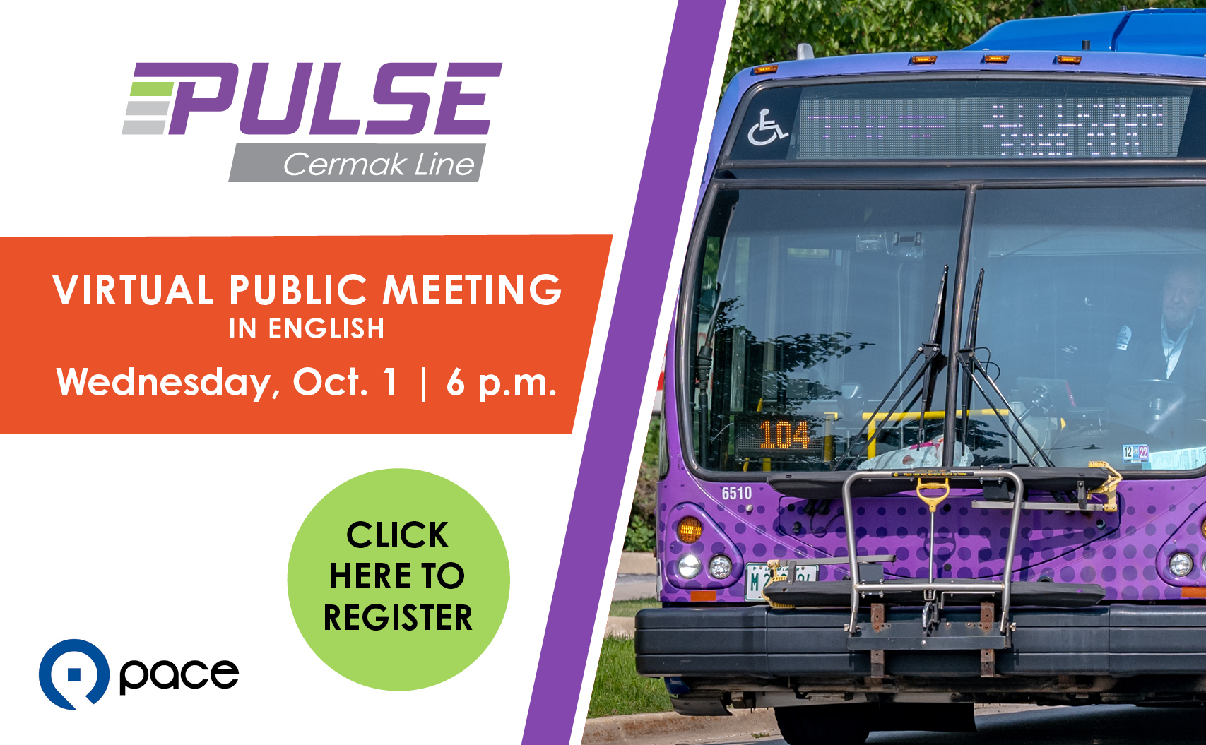 Image promoting Pulse Cermak/22nd St. public meeting on 10/1/2025