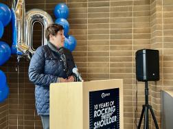 Image showing Will County Executive Bertino-Tarrant speaks at the 10th anniversary of Pace’s Bus on Shoulder service celebration event