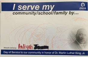 Image showing a Car card made by a kid named Aaliyah in honor of Dr Martin Luther King Jr.