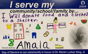 Image showing a Car card made by a kid named Amaia in honor of Dr Martin Luther King Jr.