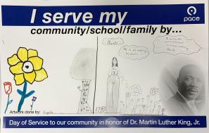 Image showing a Car card made by a kid named Angela in honor of Dr Martin Luther King Jr.