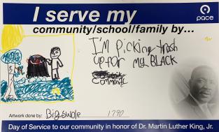 Image showing a Car card made by a kid named Bigswole in honor of Dr Martin Luther King Jr.