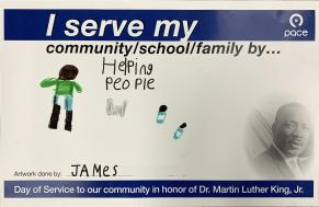 Image showing a Car card made by a kid named James in honor of Dr Martin Luther King Jr.