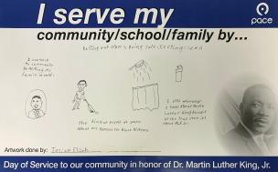 Image showing a Car card made by a kid named Josiah Elijah in honor of Dr Martin Luther King Jr.