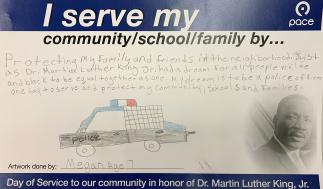 Image showing a Car card made by a kid named Megan in honor of Dr Martin Luther King Jr.