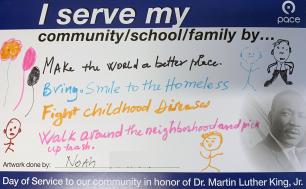Image showing a Car card made by a kid named Noah in honor of Dr Martin Luther King Jr.