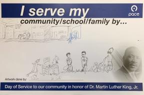 Image showing a Car card made by  two kids named Thomas and Seth in honor of Dr Martin Luther King Jr.