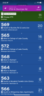 Transit app screenshot showing bus departure times in Waukegan